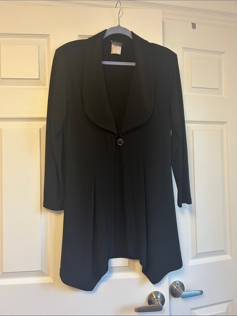 Black Single-Button Draped Blazer — Classic Women's Suit Jacket